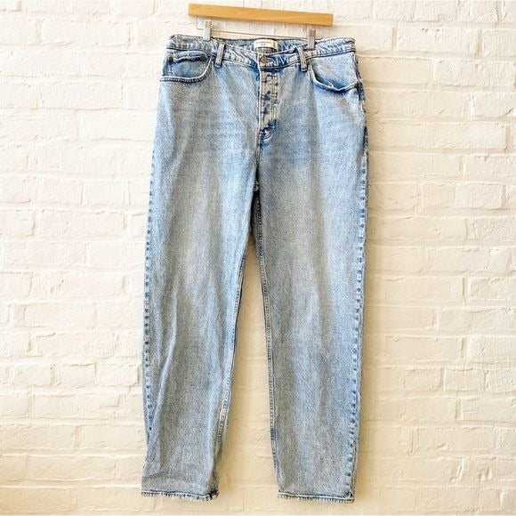 Abercrombie || High Rise Dad Jeans Straight Rigid Denim Blue 33 / 16 Long Tall