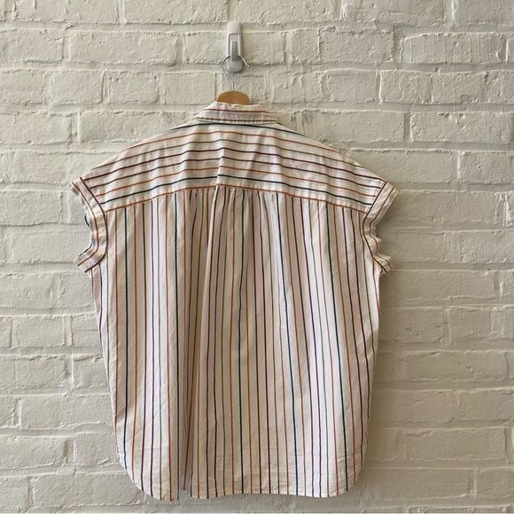 Madewell || Central Shirt in Sadie Stripe Button Down White Medium