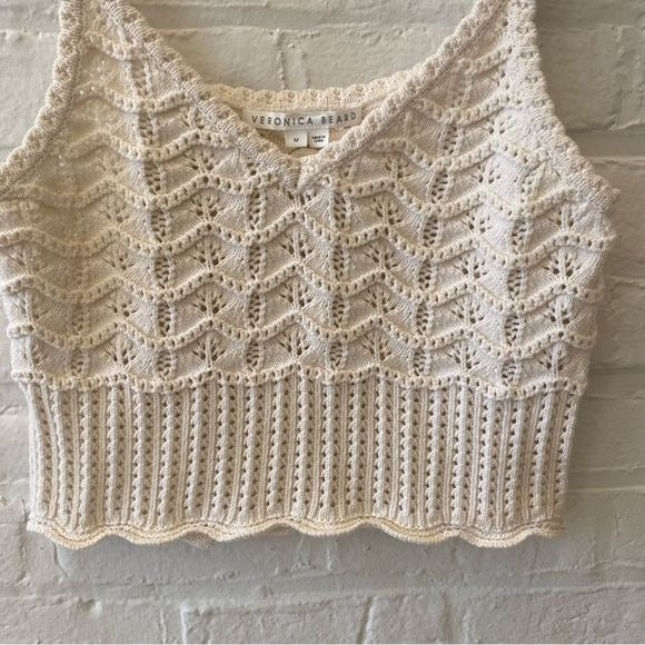 Veronica Beard || Oswald Knit Tank Scalloped Ivory Cream Medium