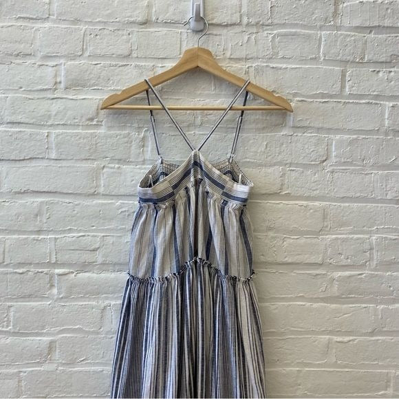 J. Crew || Chambray Stripe Tiered Dress XS