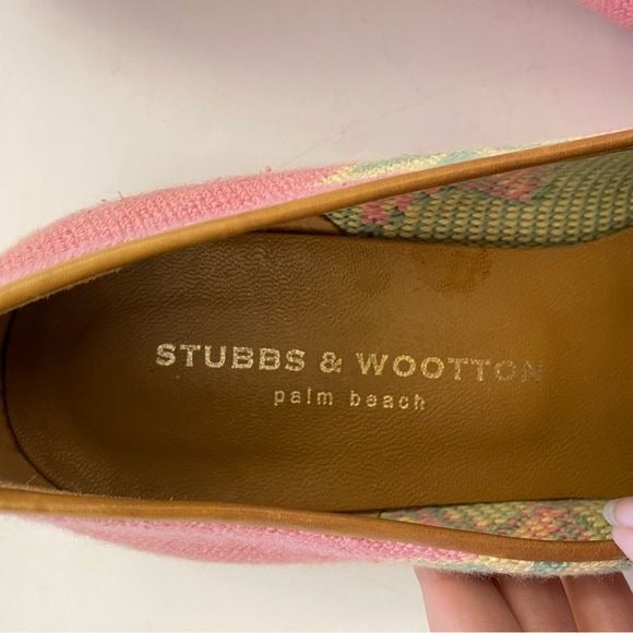 Stubbs & Wootton || Star Needlepoint Flats Pink Green Yellow 9.5