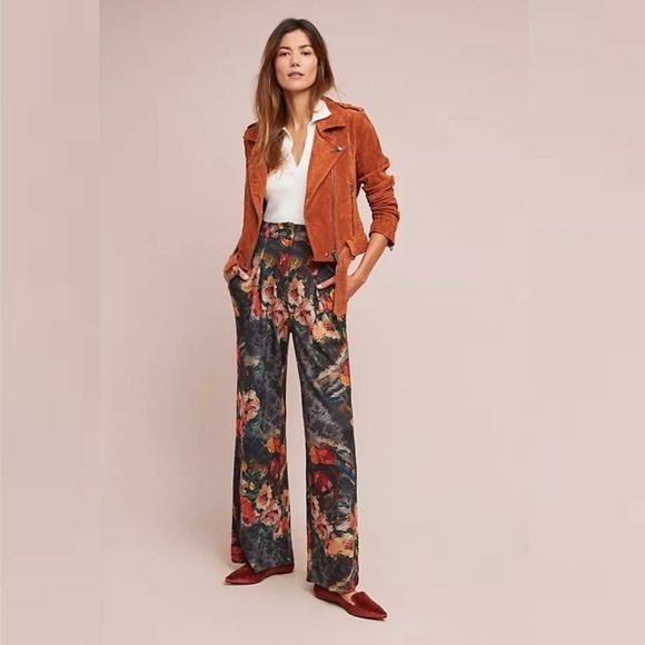 Anthropologie || Eva Franco Simone Watercolor Floral High Rise Trouser Small