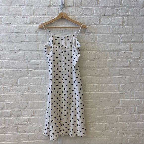 & Other Stories || Polka Dot Button Front Midi Dress Slits White + Black 8