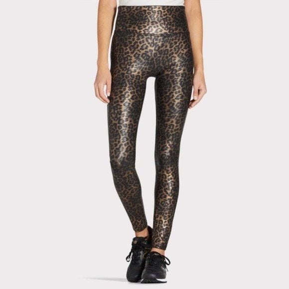 SPANX || Leopard Faux Leather Leggings Medium Petite