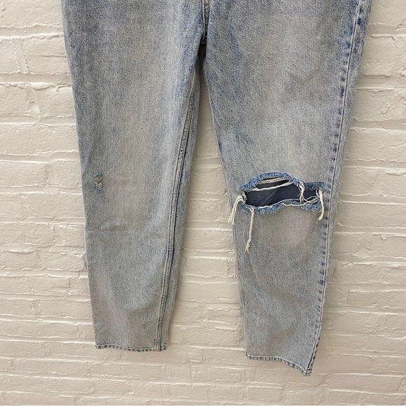 Free People || We the Free Acid Washed Distressed Straight Leg Jeans Blue 29