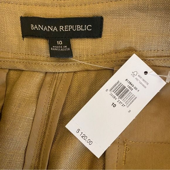 Banana Republic || High Rise Wide Leg Linen Pants Iced Latte Beige Brown 10 NWT