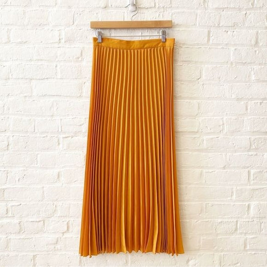 Weekend Max Mara || Pleated Plisse Midi Skirt Saffron Goldenrod Yellow 8