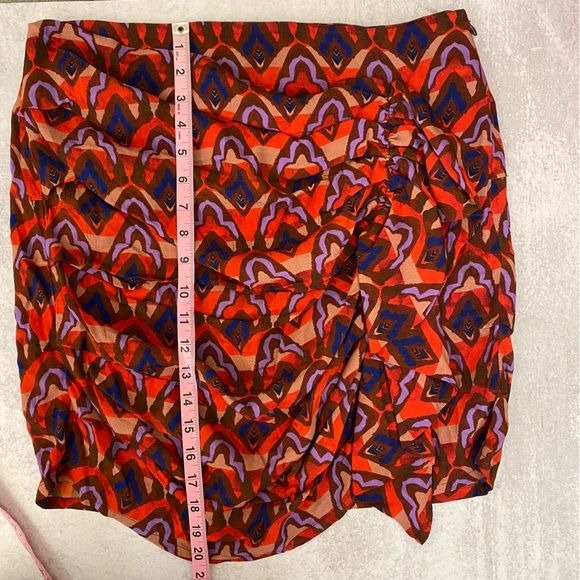 Anthropologie || Dolan Ruched Ruffle Mini Skirt Red Purple Medium