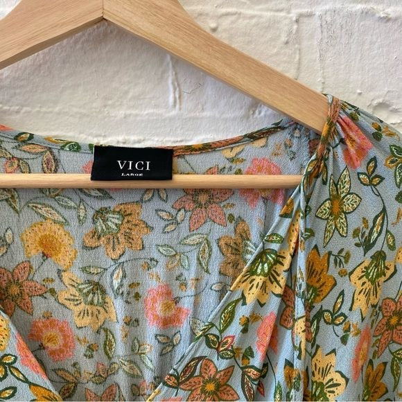 Vici || Floral Smocked Dress Because I'm Happy Green Large