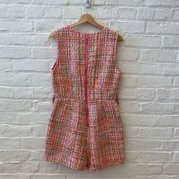 Adelyn Rae || Bailey Tweed Romper Pearl Button Hot Pink Small NWT