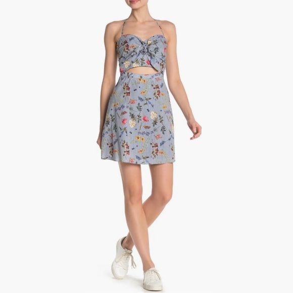 Anthropologie || Bailey 44 English Garden Floral Print Striped Halter Dress 2