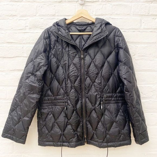 MaxMara || Rainwear Quilted Down Jacket Coat Puffer Hooded Black US 8 Made Italy