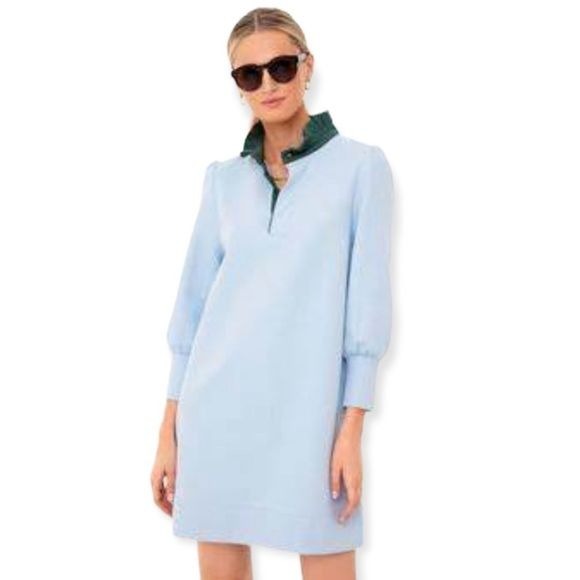 Tuckernuck || Pomander Place Charlotte Terry Ruffle Collar Dress Blue Green L