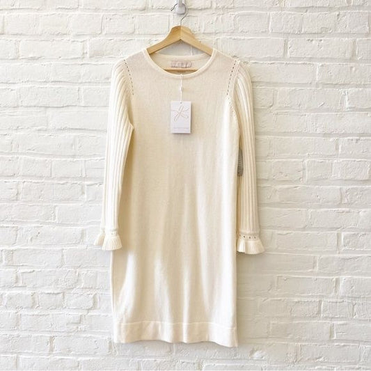 Gal Meets Glam || Agnes Cream Sweater Dress Ruffle Cuff Medium NWT