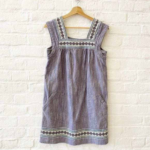 Faherty || Hailee Embroidered Cotton Mini Dress Blue XS