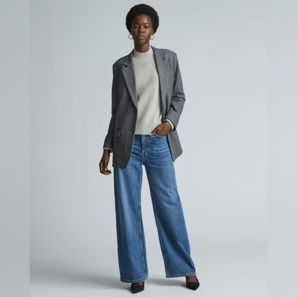 Everlane || The Italian Wool Oversized Blazer Grey Herringbone 0