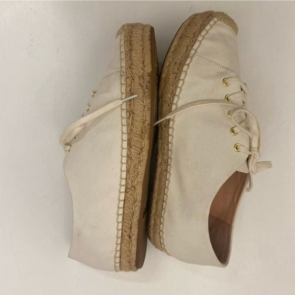 J. Crew || Canvas Espadrille Sneakers White Tan 8.5