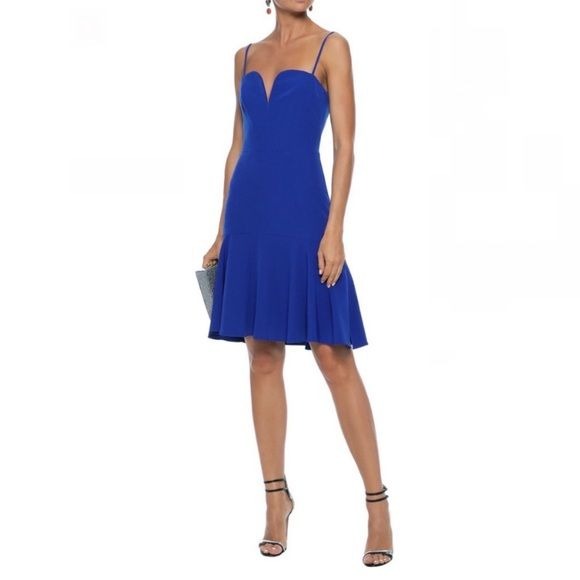 Milly || Kelly Sweetheart Fit & Flare Cocktail Dress Italian Cady Cobalt Blue 2