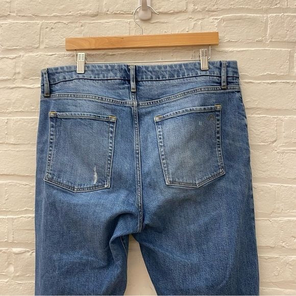 Porter Blue || Rebel Straight Leg Jeans Raw Hem 90s Organic Cotton Blue 32