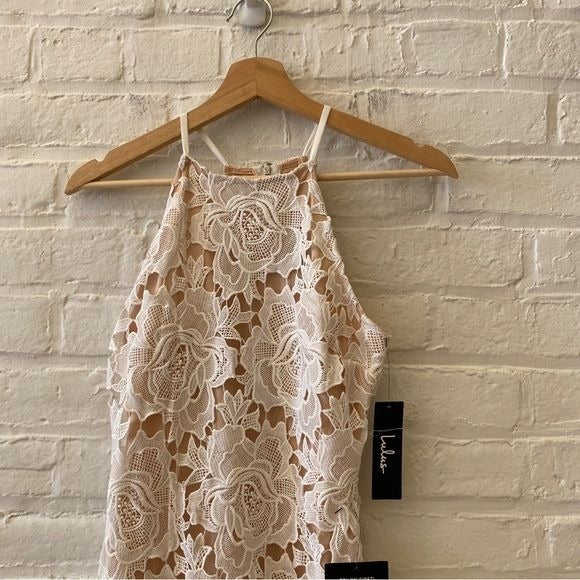 Lulu’s || Temps De L'Amour White Lace Bodycon Midi Dress Bridal White XS NWT