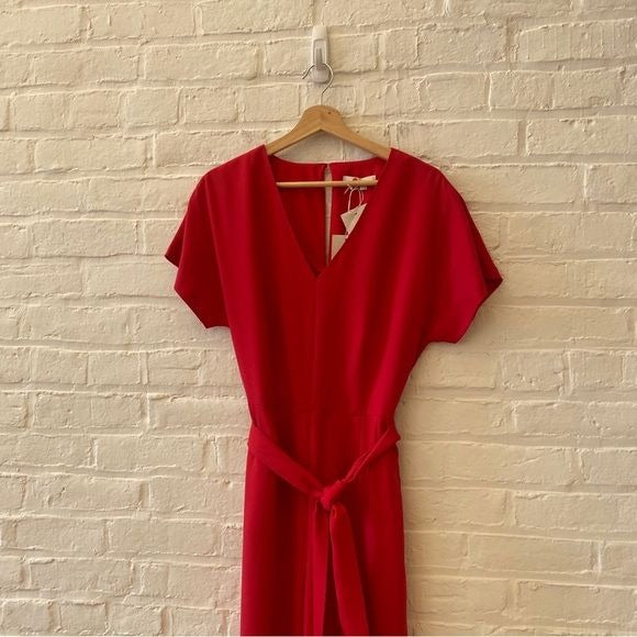 Boden || Romilly Belted Wide Leg Jumpsuit Red 6 Tall NWT