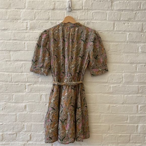 ba&sh || Jasmine Belted Botanical Shirt Dress 0 XS