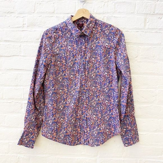 J.Crew x Liberty London || Printed Kayoko Indigo Sunset Floral Perfect Shirt 8