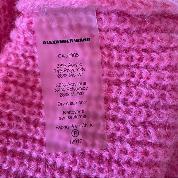 T by Alexander Wang || Ribbed Mohair Blend Crewneck Sweater Pink XS