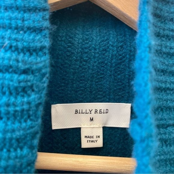 Billy Reid || Transfer Rib Funnel Neck Sweater Merino Wool Gemstone Green Blue M