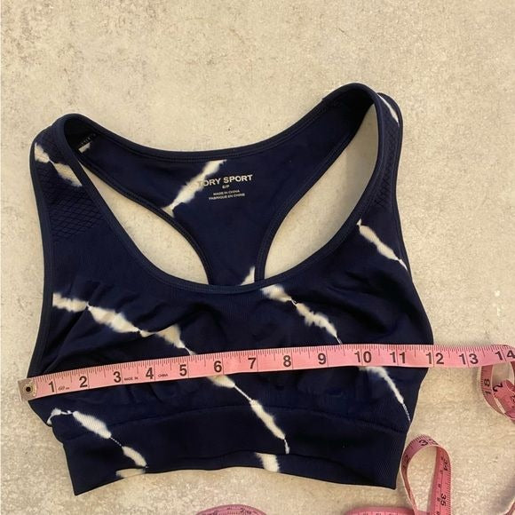 Tory Burch || Tie Dye Seamless Racerback Sports Bra Navy Small