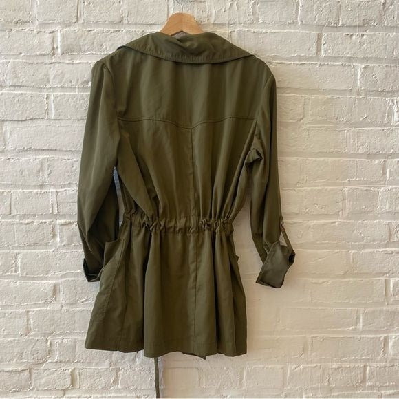 Anthropologie || Gisborne Obi Anorak Trench Jacket Belted Green Orange