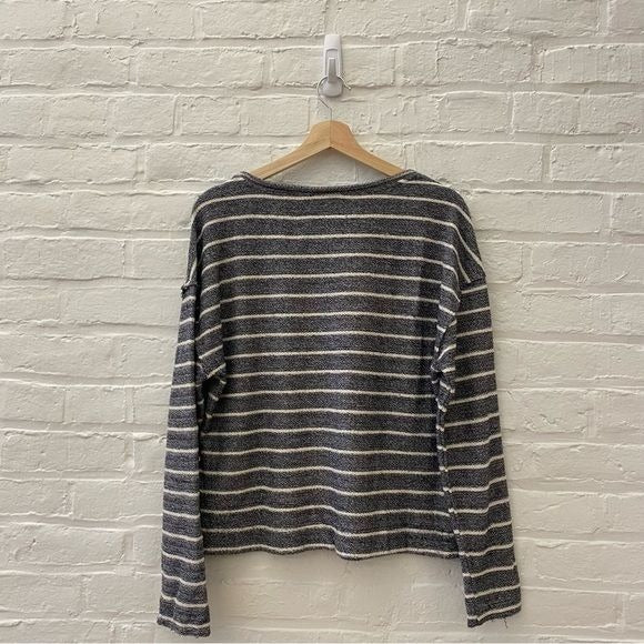 Anthropologie || Devin Textured Pullover Sweatshirt Blue Striped Medium