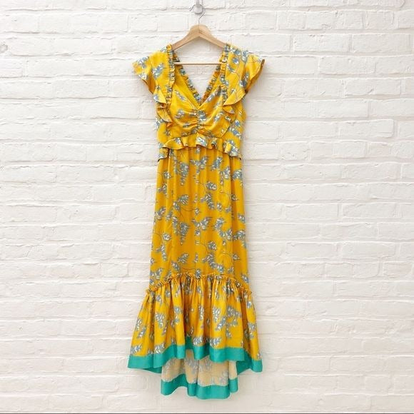 Three Floor || Lemonana Printed Satin Midi Dress UK 6 US 2