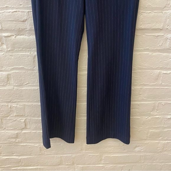 Tibi || Jane Cropped Flare Pants Pinstripe Bootcut Navy Blue 2