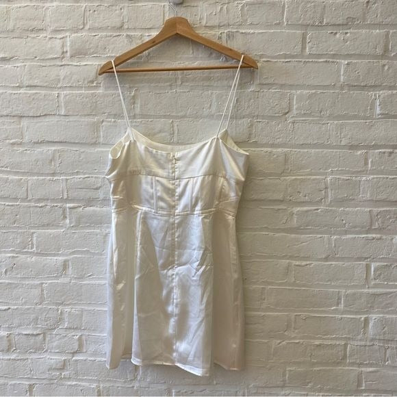 Zara || Satin Corset Mini Dress White Large