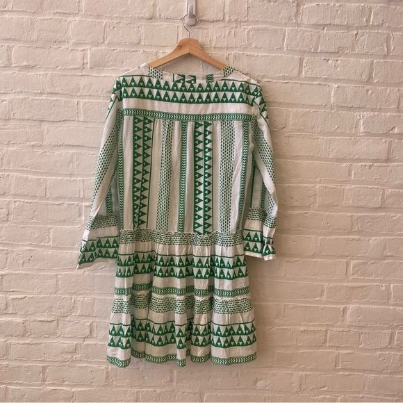 Tuckernuck || Bindi Salma Dress in Green White Print Tiered Mini XS