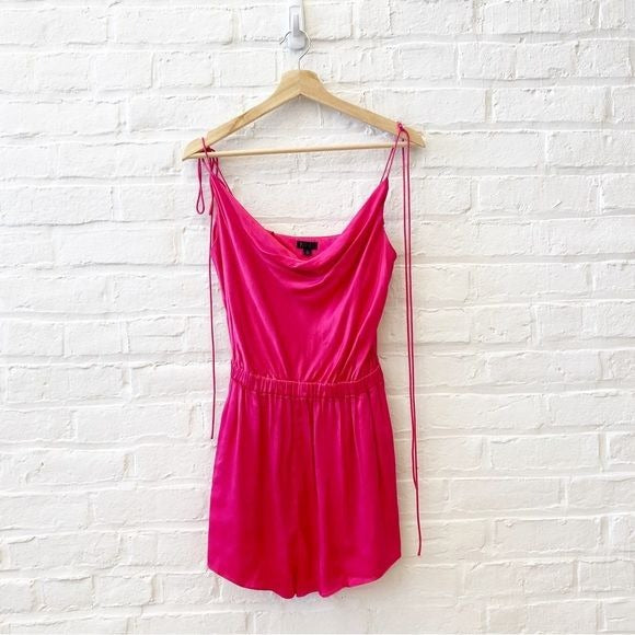 NBD || Maelle Romper in Fuchsia Pink Small Tie Shoulders