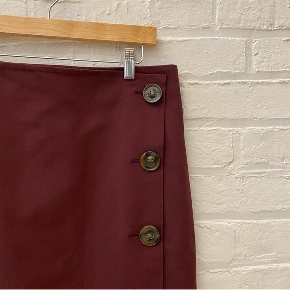 Ann Taylor || Button Pencil Wrap Skirt Maroon 10