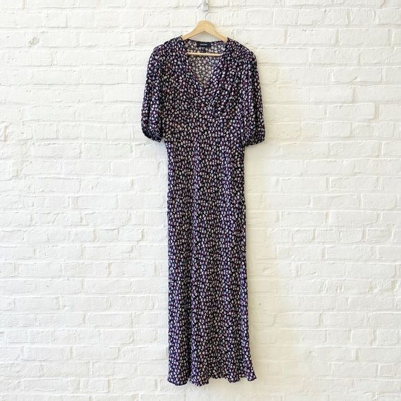 Karen Kane || Bias Puff Sleeve Dress in Daisy Floral Black Maxi XL