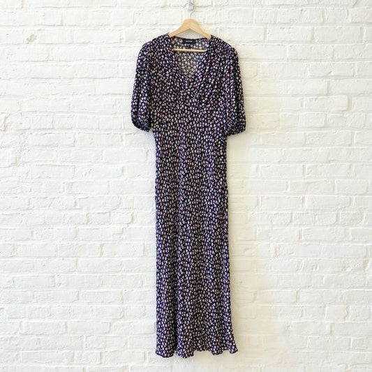 Karen Kane || Bias Puff Sleeve Dress in Daisy Floral Black Maxi XL