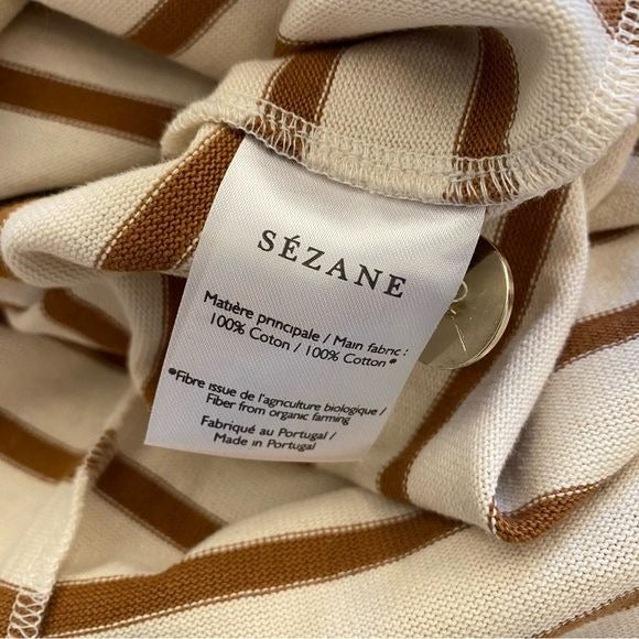 Sezane || Colette Mariniere Top Shirt in Ecru Camel Stripe Medium