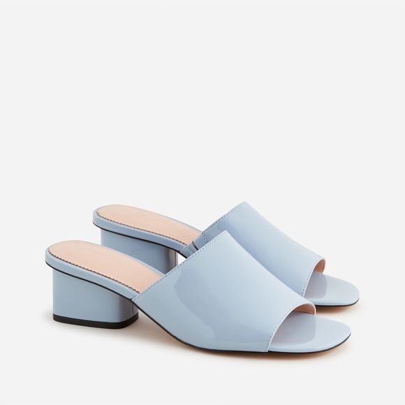 J. Crew || 1997 Mules in Patent Leather Icy Blue 8 Heels Slides Sandals