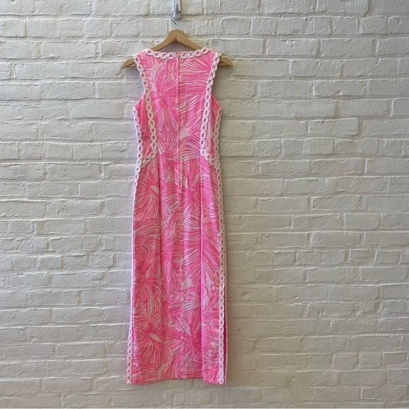 Lilly Pulitzer || Daise Maxi Shift Dress Prosecco Pink Fronds Palace 0