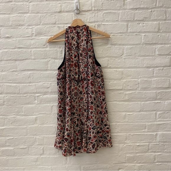 A.L.C || Hadley Silk Floral Mini Dress Tassels Red Black 8