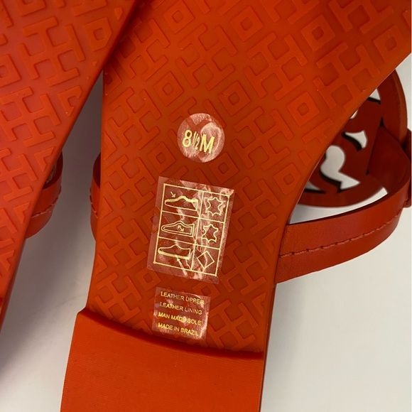 Tory Burch || Miller Sandals Tejus Embossed Pomander Red Orange 8.5 NWOB