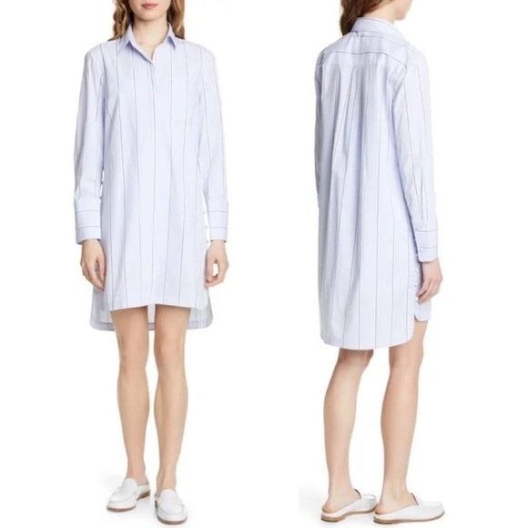 Club Monaco || Strawberta Long Sleeve Shirtdress Blue Stripes Button Detail 0