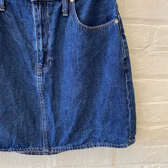 Madewell || Rigid Denim A-Line High Waist Mini Skirt Sunberry Wash Blue 30