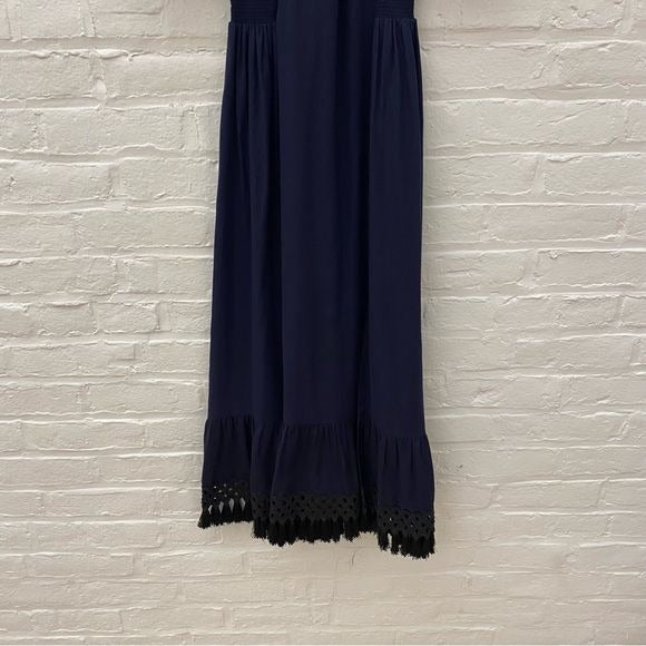 SACHIN & BABI || Jacqueline Fringe Maxi Dress Slit Peasant Midnight Navy Black 2