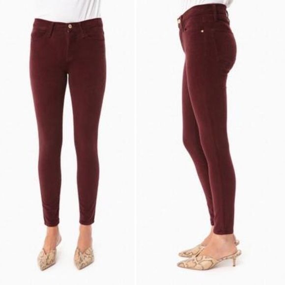 Frame || Le High Skinny Cords Corduroy Bordeaux Burgundy 26