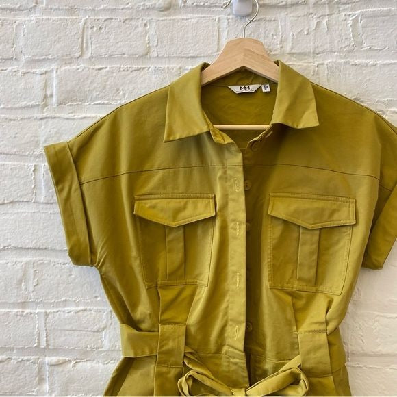 Meilleur Moment || Button Down Belted Utility Romper Safari Green Medium